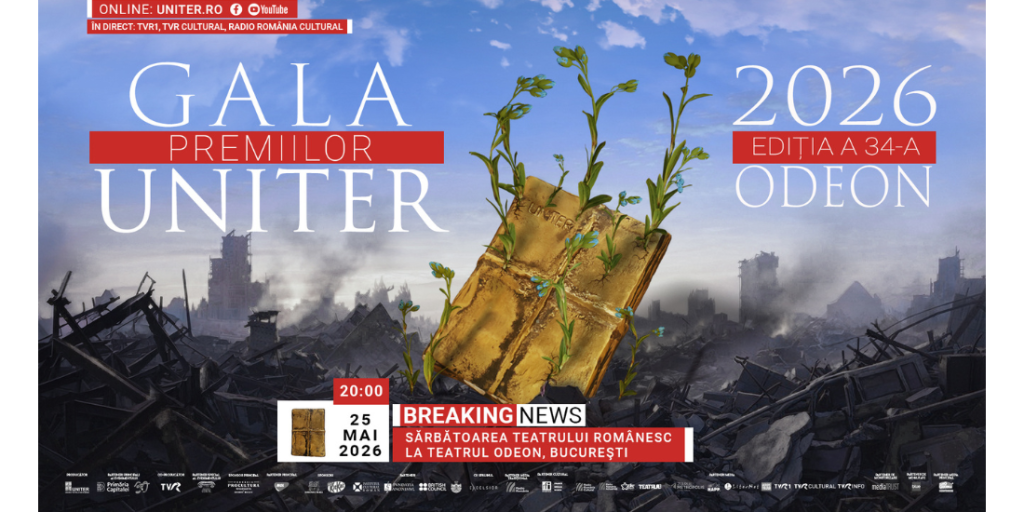 Luni, 25 mai, ora 20:00, UNITER dezvăluie ediția 34 a premiilor teatrului românesc, la Teatrul Odeon, sărbătoare care – pe lângă menirea de a recunoaște valorile din teatru – vorbește fără doar și poate despre fragilitatea, vulnerabilitatea culturii, dar și despre forța ei de a rezista. Nu întâmplător, trofeul UNITER — creat acum 36 de ani de artistul Ion Bițan — are ca sursă de inspirație imaginea unei cărți salvate din foc în timpul Revoluției din 1989. Pentru noi, acest simbol vorbește despre supraviețuirea culturii în vremuri dificile și despre nevoia de a proteja ceea ce ne păstrează umani.